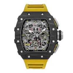 Часы Richard Mille RM 011 Automatic Flyback Chronograph Carbon on Yellow Rubber Strap 310212