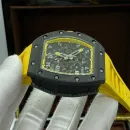 Часы Richard Mille RM 011 Automatic Flyback Chronograph Carbon on Yellow Rubber Strap 310212