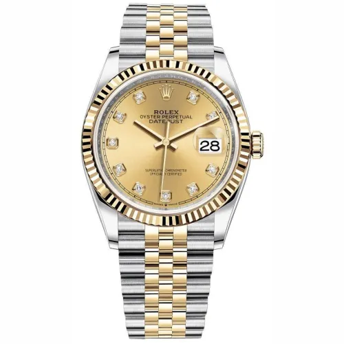 Часы Rolex Datejust 36 Yellow Rolesor Fluted Bezel Jubilee 126233 020346