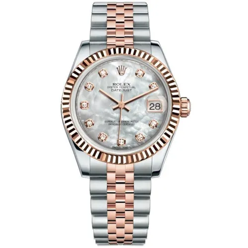 Часы Rolex Datejust 31 Everose Rolesor Fluted Bezel Jubilee 178271 mother of pearl diamond dial 020237