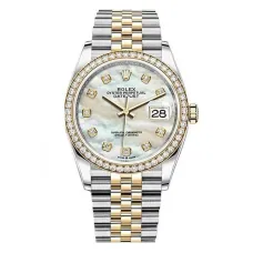 Часы Rolex Datejust 36 White mother-of-pearl set with diamonds 126283RBR 020300