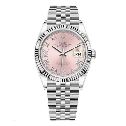 Часы Rolex Datejust 36 Pink set with diamonds Roman VI and IX 126234 021201