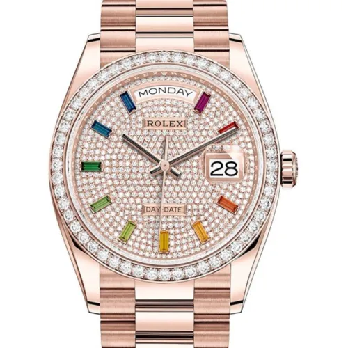 Часы Rolex 128345RBR Diamond-paved rainbow sapphires 020686